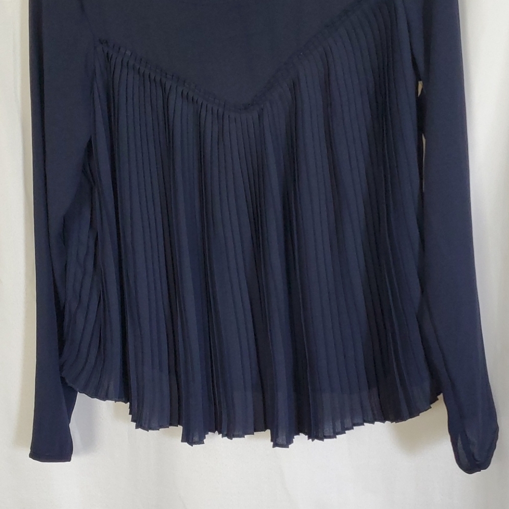 Elodie Women's Navy Small Long Sleeve Sheer Top - Picture 2 of 7